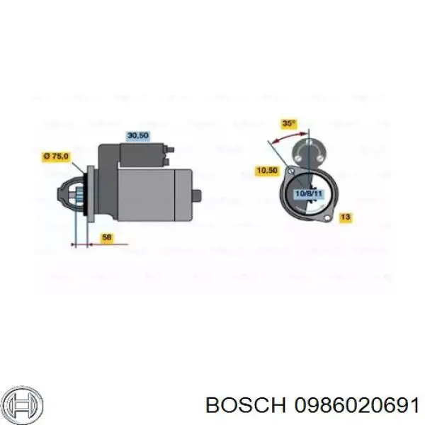 Стартер 0986020691 Bosch