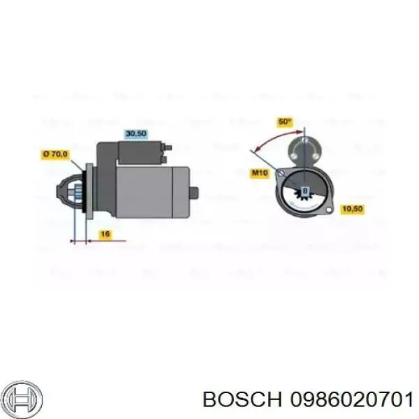 Стартер 0986020701 Bosch