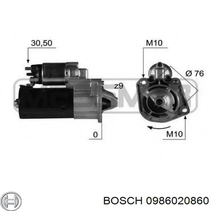 Купить 0986020860 Bosch Стартер