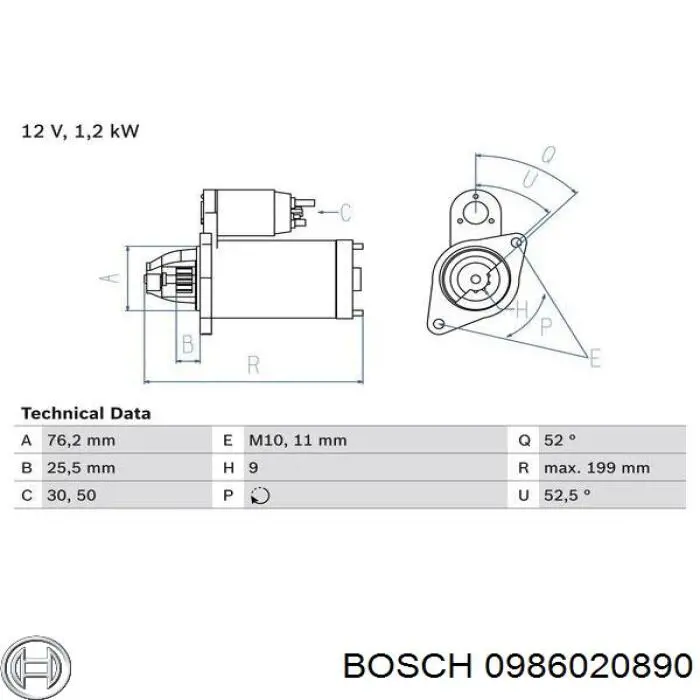 0986020890 Bosch стартер