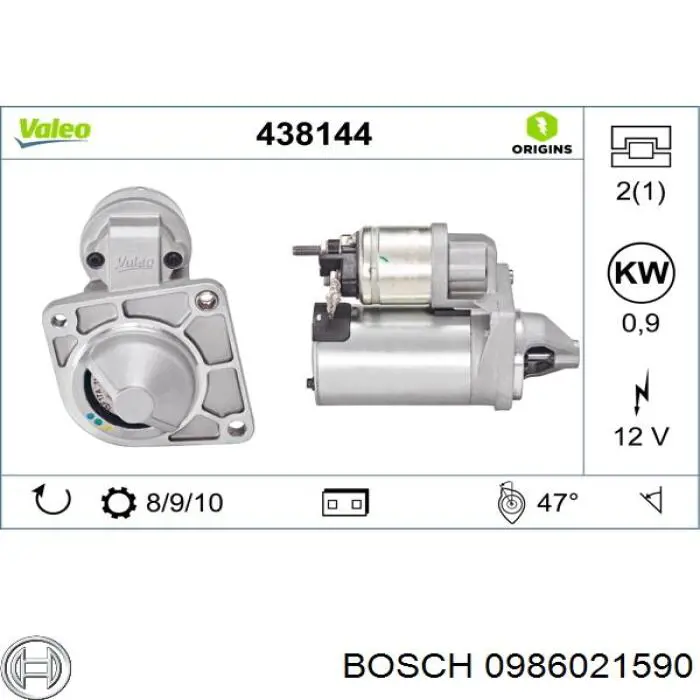 Стартер Bosch 0986021590 цена, от 82.70 USD