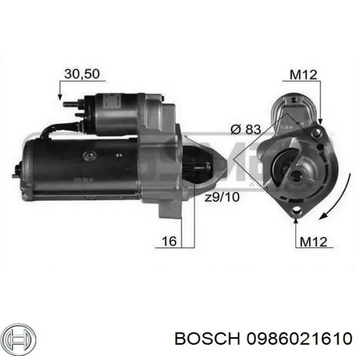 Купить 0986021610 Bosch Стартер