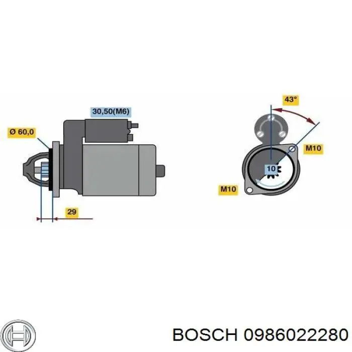 Стартер 0986022280 Bosch