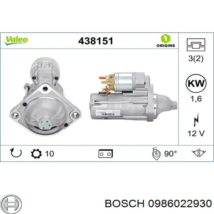 Купить 0986022930 Bosch Стартер