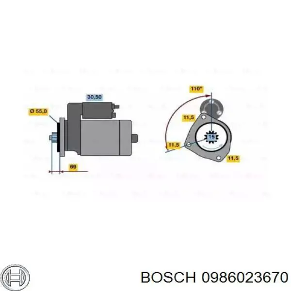 Стартер 0986023670 Bosch