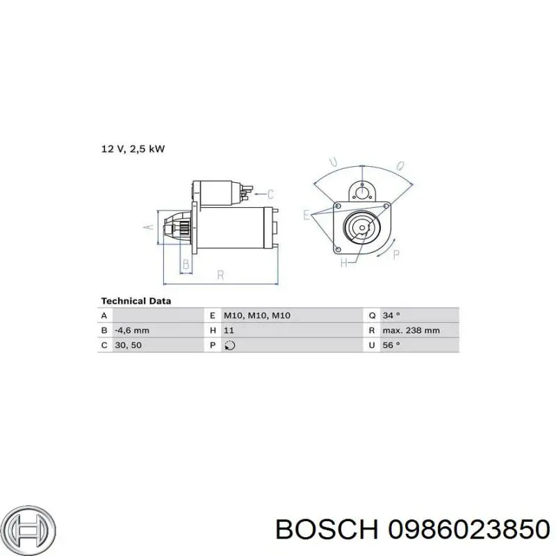 0 986 023 850 Bosch стартер