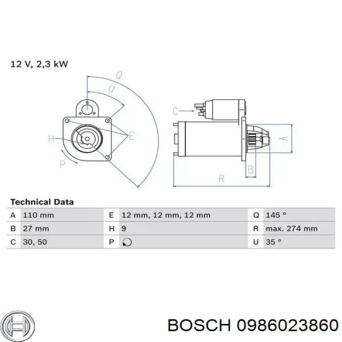0 986 023 860 Bosch стартер