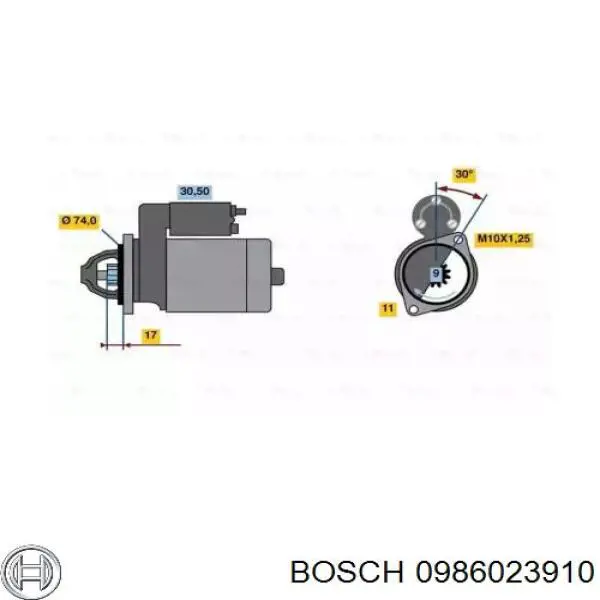 Стартер 0986023910 Bosch