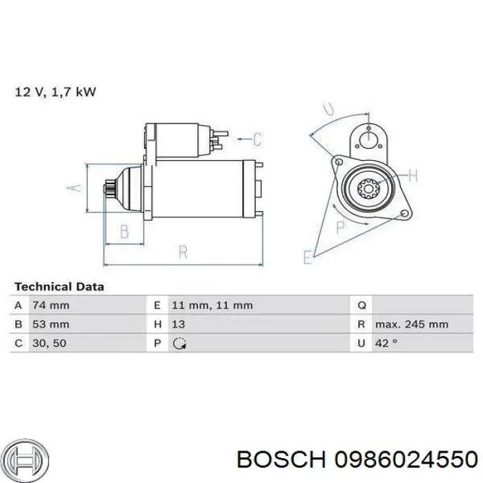 0986024550 Bosch стартер