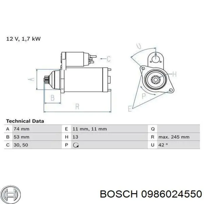 0986024550 Bosch motor de arranco