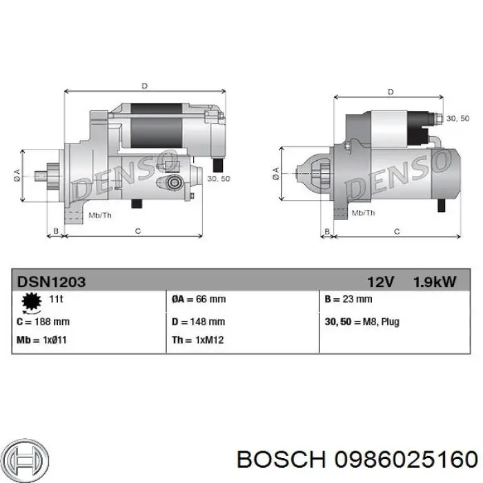 Стартер Bosch 0986025160 цена, от 84.65 USD