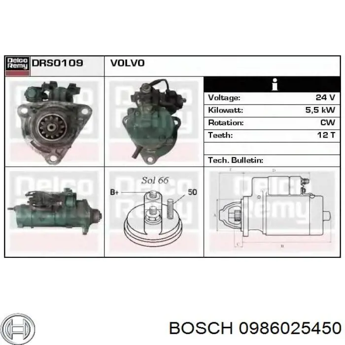 Купить 0986025450 Bosch Стартер