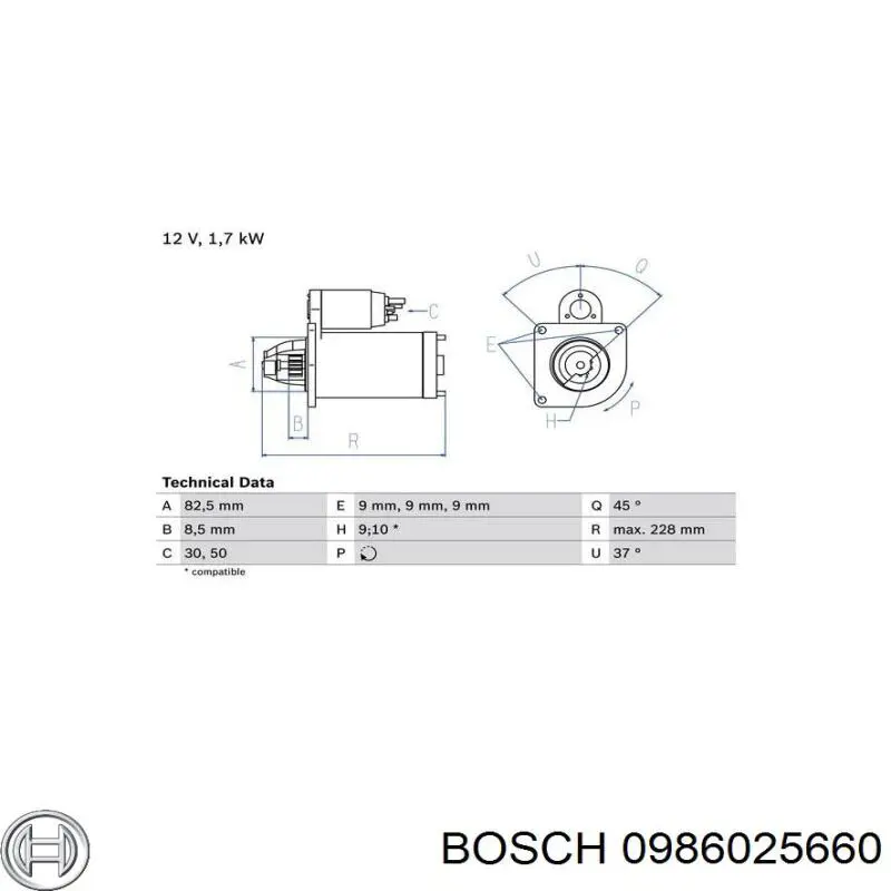 0986025660 Bosch Стартер автомобиля