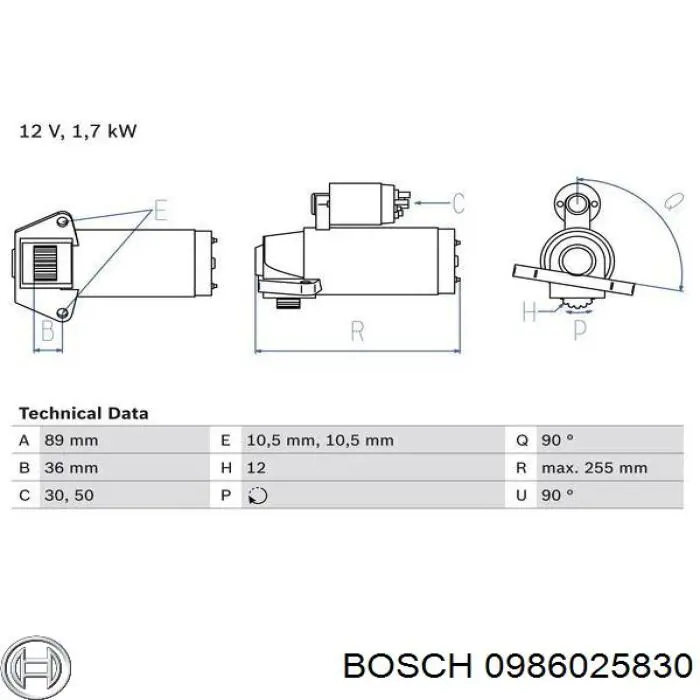 0 986 025 830 Bosch стартер