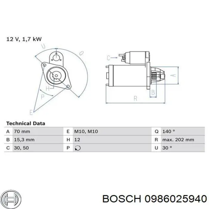 Стартер 0986025940 Bosch