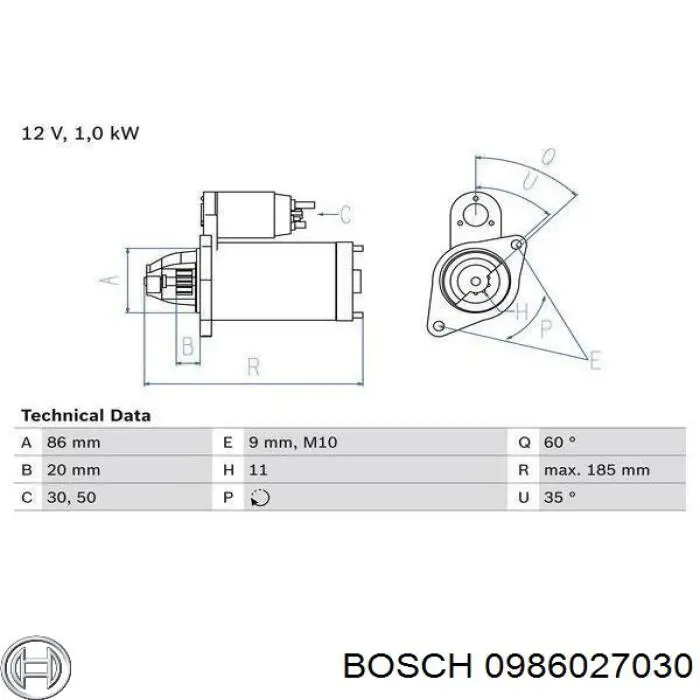 0 986 027 030 Bosch стартер