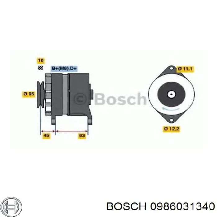 Alternador 0986031340 Bosch