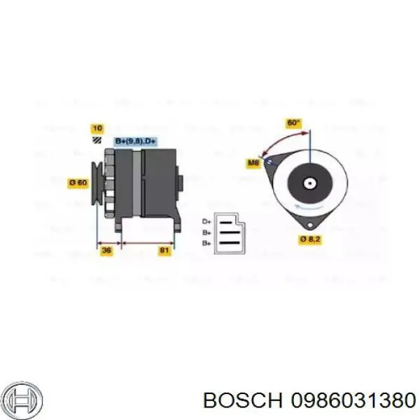 Генератор 0986031380 Bosch