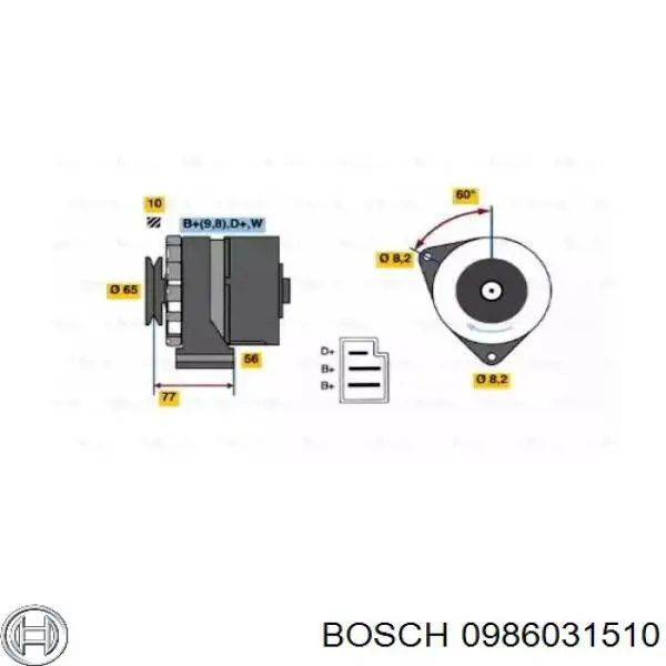 Генератор 0986031510 Bosch