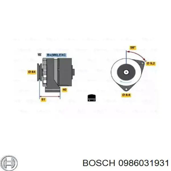 Генератор 0986031931 Bosch