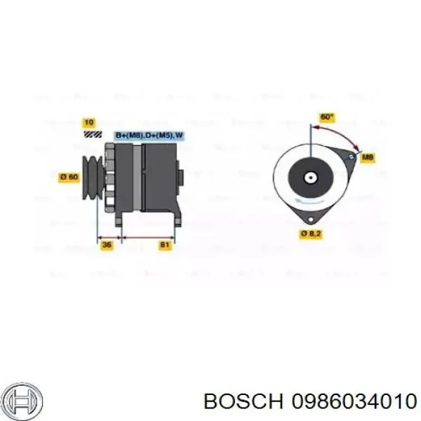 Генератор 0986034010 Bosch