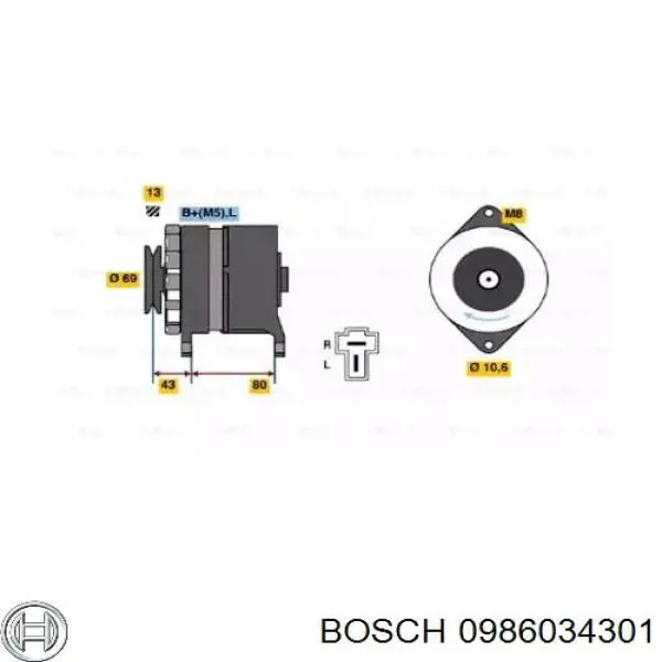 Генератор 0986034301 Bosch