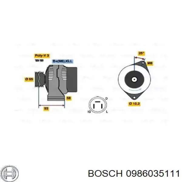0986035111 Bosch генератор