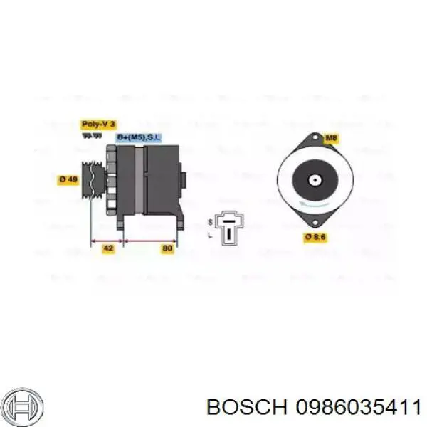 0986035411 Bosch генератор