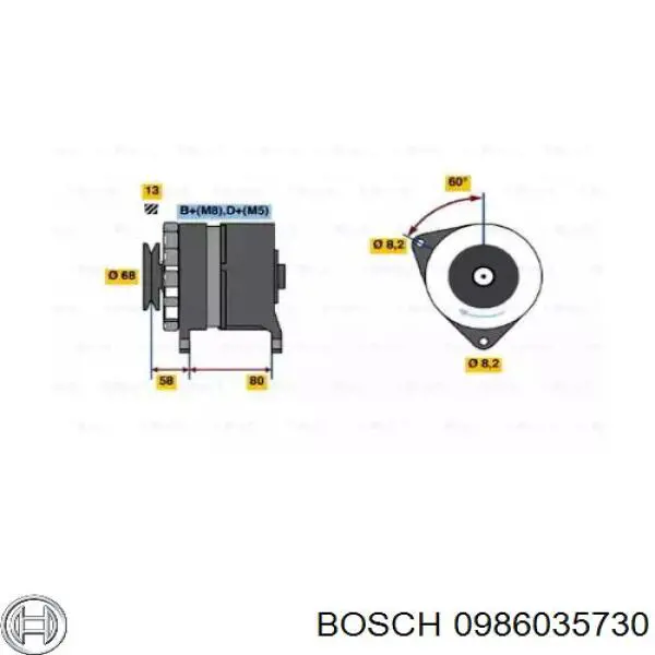 Генератор 0986035730 Bosch