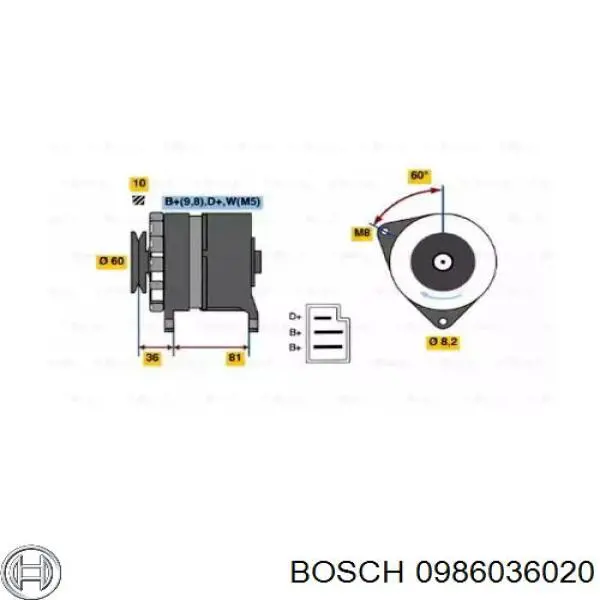 0986036020 Bosch генератор