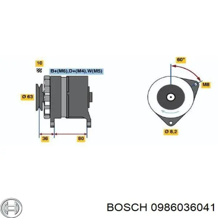 Генератор 0986036041 Bosch