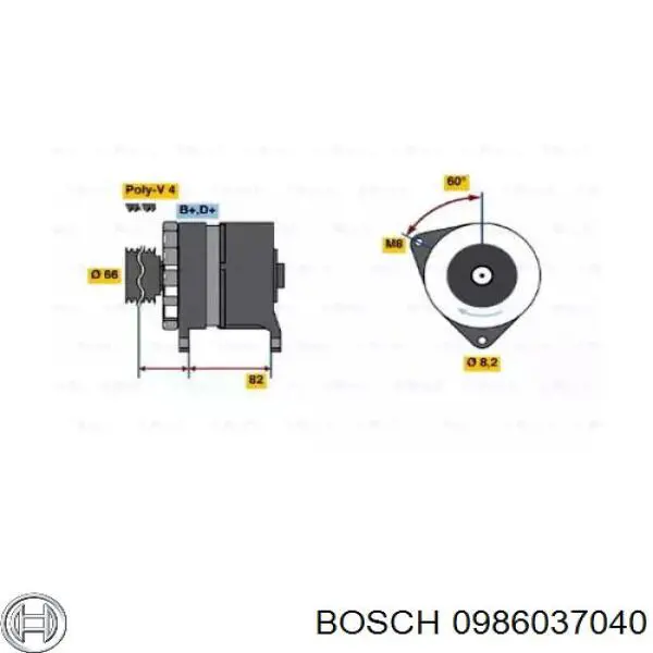 0986037040 Bosch генератор