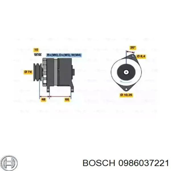 Генератор 0986037221 Bosch