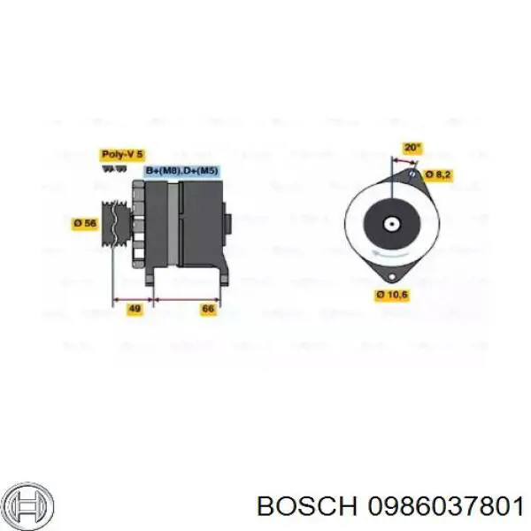 Генератор 0986037801 Bosch