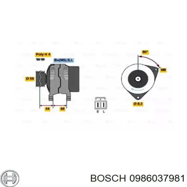 Генератор 0986037981 Bosch