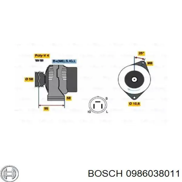 0986038011 Bosch генератор