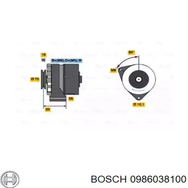 0986038100 Bosch генератор