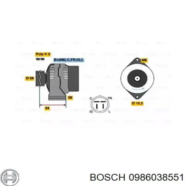 0986038551 Bosch генератор