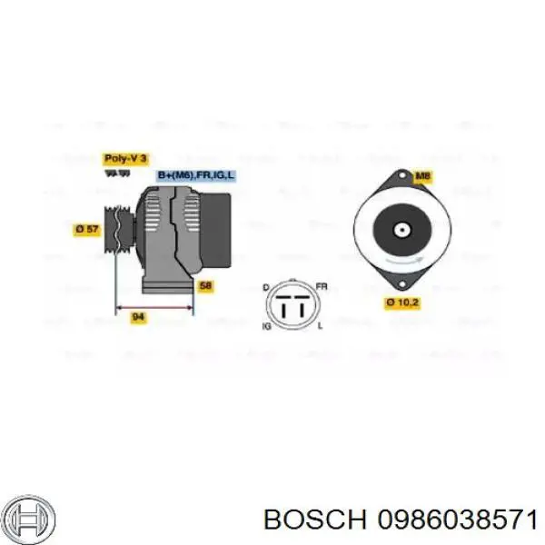 0986038571 Bosch генератор