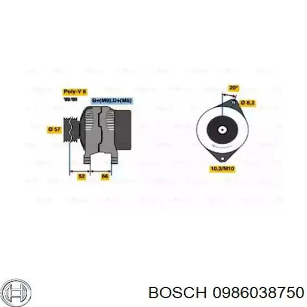 Генератор 0986038750 Bosch