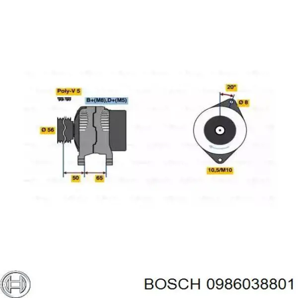 Генератор 0986038801 Bosch