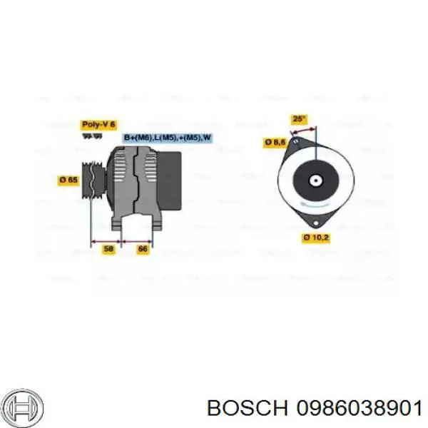 Генератор 0986038901 Bosch