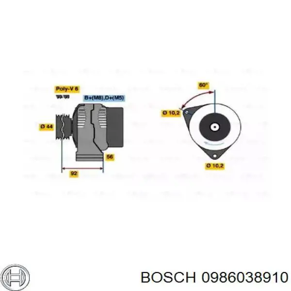 Генератор 0986038910 Bosch