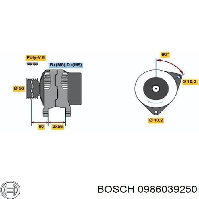 Alternador 0986039250 Bosch