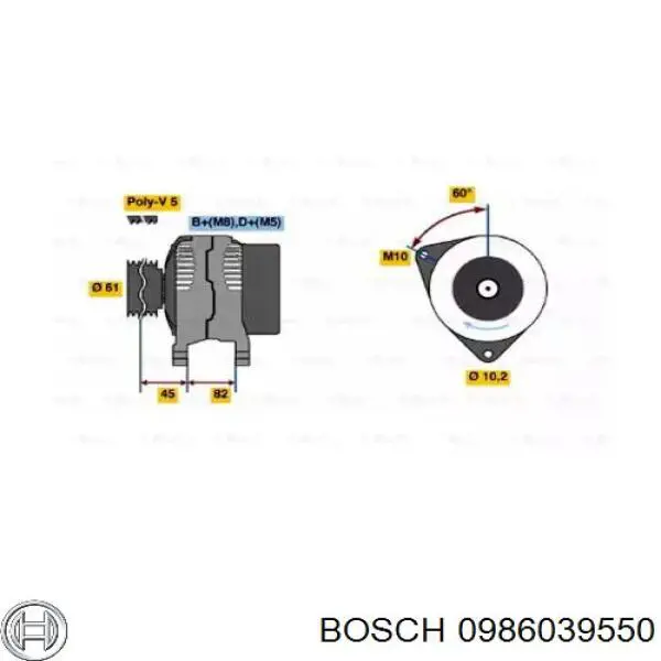 Генератор 0986039550 Bosch