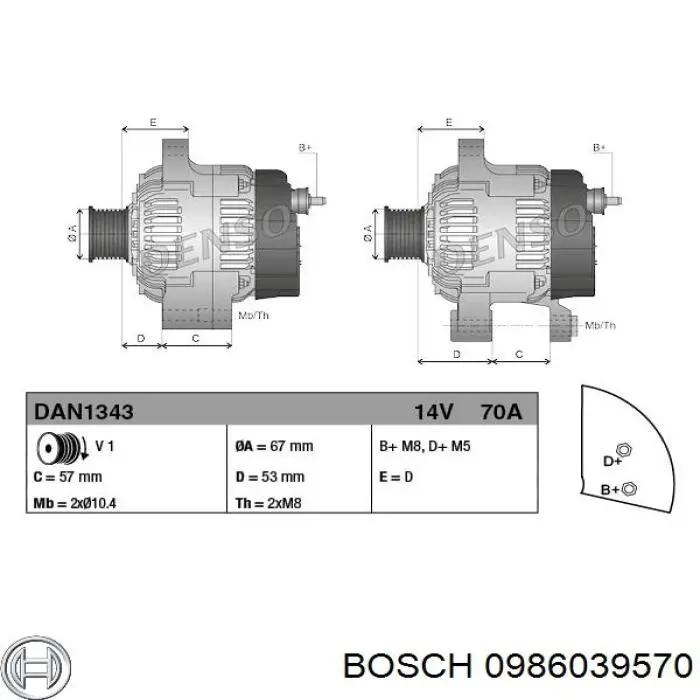 Автомобильный генератор Bosch 0986039570 цена, от 34.22 USD