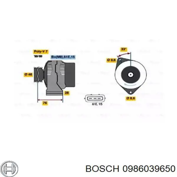 0986039650 Bosch генератор