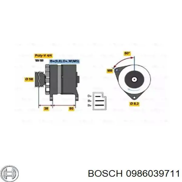 Генератор 0986039711 Bosch