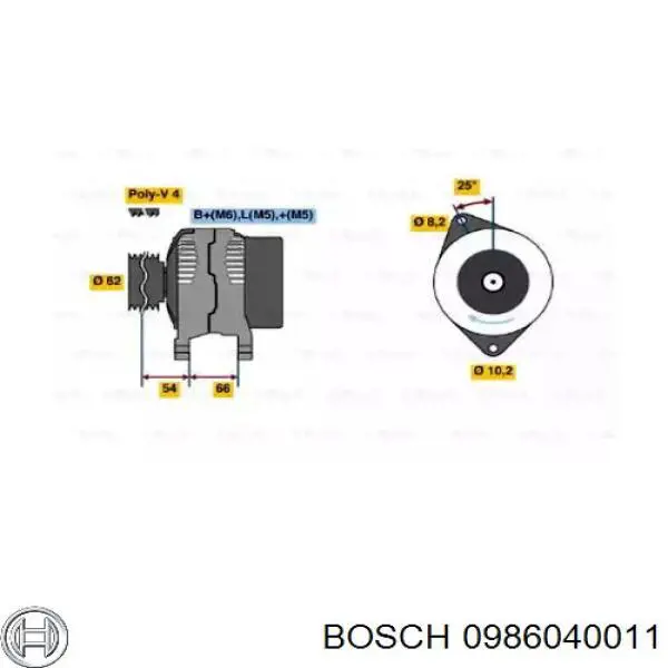 Генератор 0986040011 Bosch