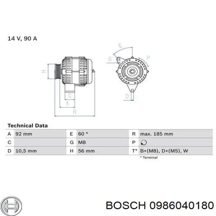 0986040180 Bosch генератор